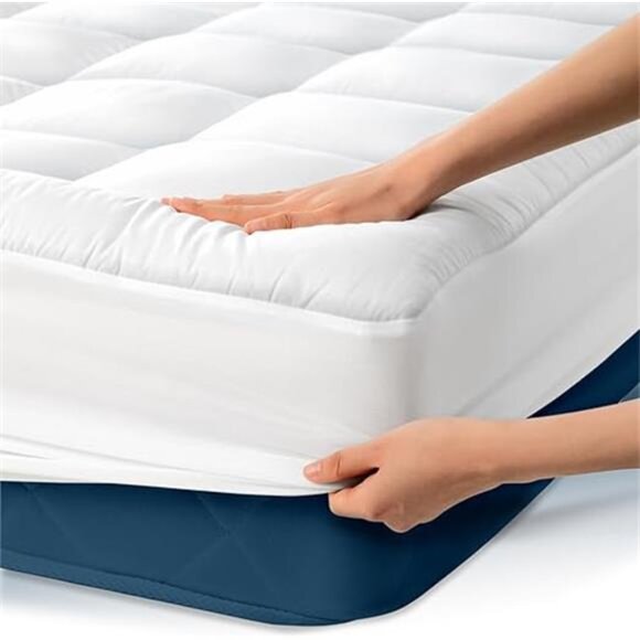 Queen Mattress Topper - 100% Cotton Top Mattress Pad for Back Pain - Picture 7 of 7
